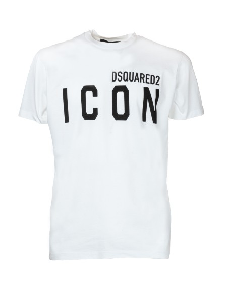 Shop DSQUARED2  T-shirt: Dsquared2 "Be Icon" t-shirt.
T-shirt girocollo in jersey di cotone.
Vestibilità slim.
Stampa lettering "DSQUARED2 ICON" sul davanti.
Composizione: 100% Cotone.
Fabbricato in Italia.. GC0003 S23009-989